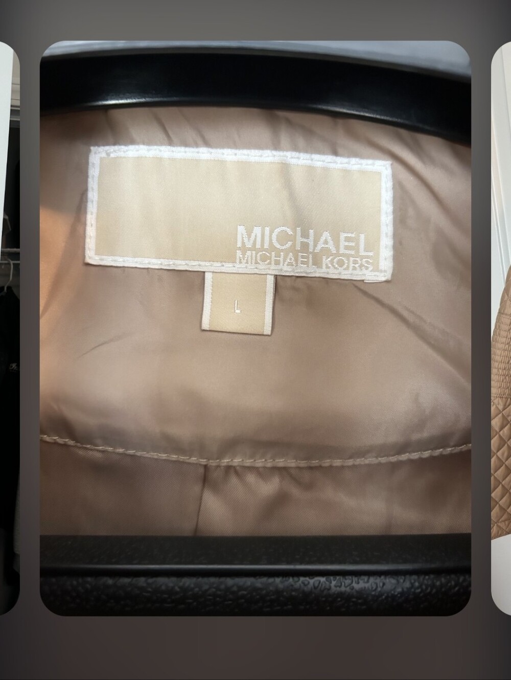 Michael Kors Taupe Quilted Puffer Jacket with Gold Hardware - Picture 2 of 2